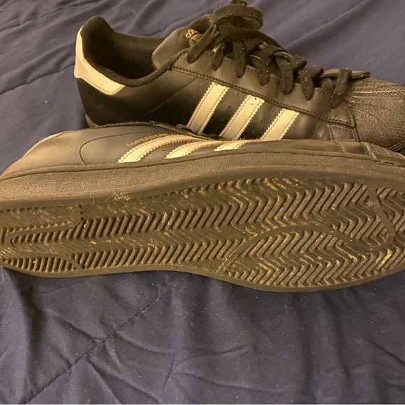 Adidas Originals Superstar Shelltoe Core Black White Gold Men’s Sz 12.5.Preowned - Picture 6 of 7